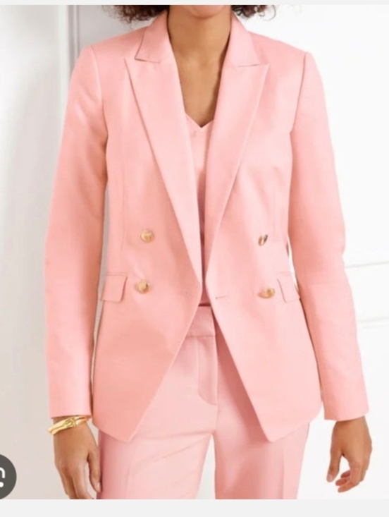 Talbots Jackets & Blazers - Talbots Textured Double Breasted Blazer Pink Size 12P